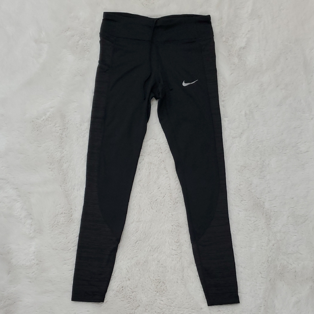 Nike Black Charcoal Workout Leggings With Pocket Size Small